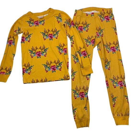 Hanna Andersson Organic Floral Deer Pajama Set - Picture 1 of 8